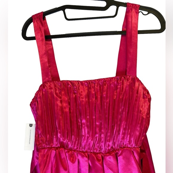 NWT Maeve by Anthropologie Pink Bow-Tie Satin Mini Dress Women’s size US 4 - Picture 11 of 16